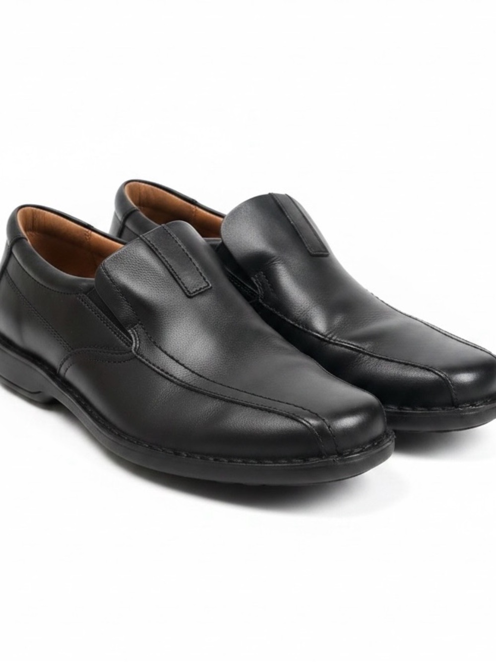 Clarks Escalade Step Mens 10 Wide Black Leather Slip On Loafers Comfort Shoes
